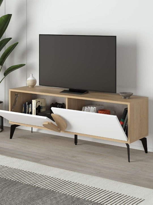 Телевизионно Мебелче Gora Sapphire Oak - Бяло Д140xДл35.6xВ51см