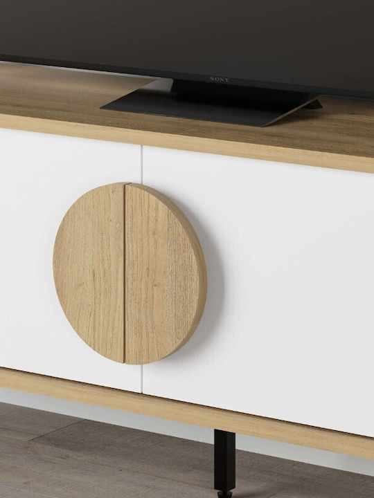 Телевизионно Мебелче Gora Sapphire Oak - Бяло Д140xДл35.6xВ51см