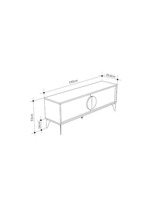 Телевизионно Мебелче Gora Sapphire Oak - Бяло Д140xДл35.6xВ51см