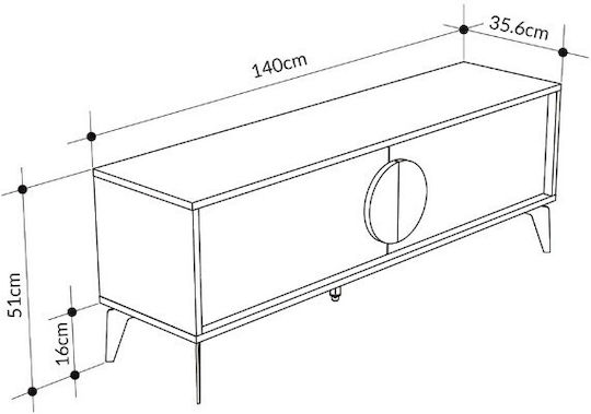 Έπιπλο Τηλεόρασης Gora Sapphire Oak - Λευκό Μ140xΠ35.6xΥ51cm