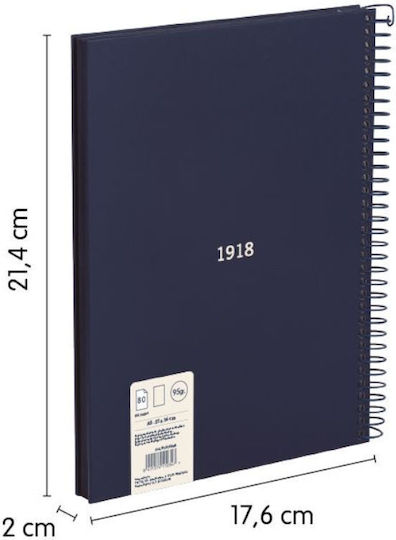 Milan Spiral Notebook Ruled A5 80 Sheets Blue 1pcs