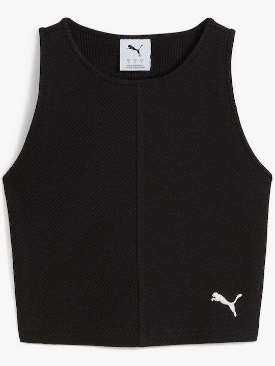Women's Cotton Sleeveless Crop Top Puma Black