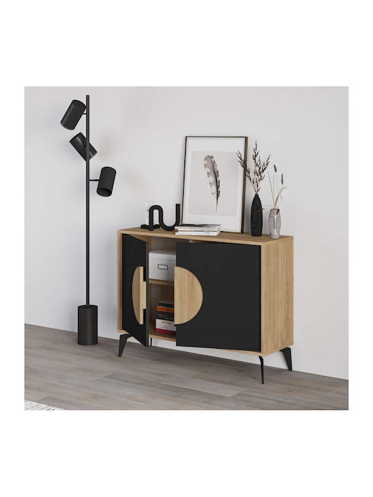Sideboard Gora made of Wood & Metal Sapphire Oak - Silky Black 110x40x82cm