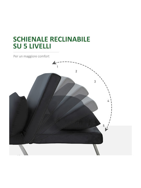 Schlafsessel Black Velvet-Black Metal 65x77x80cm