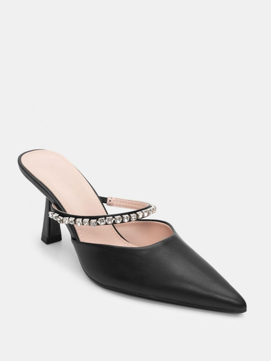 Luigi Heel Mules Black