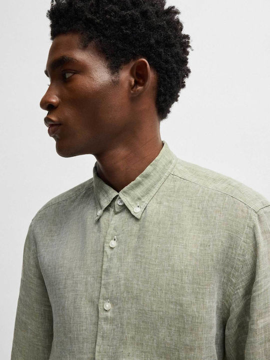 Hugo Boss Linen Shirt Olive