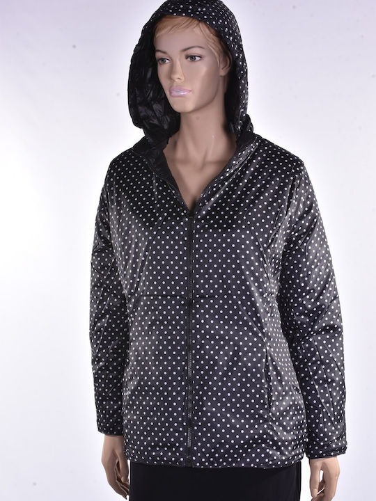 Women's Short Lifestyle Jacket Double Sided for Winter Black