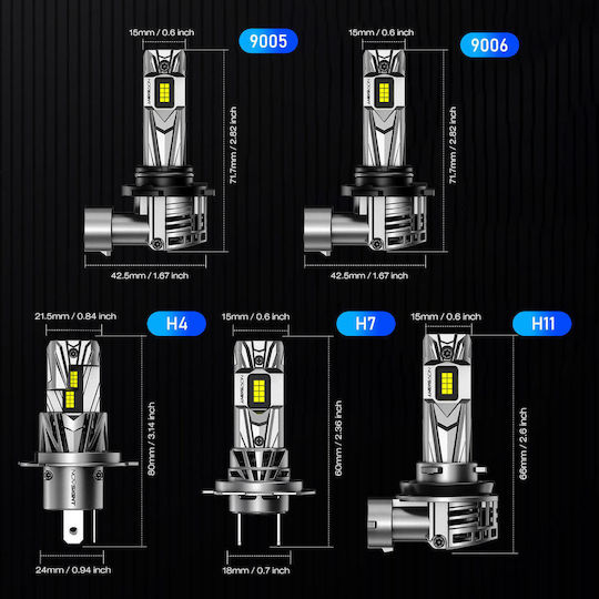NovSight Lamps Car & Motorcycle H7 LED 6500K Cold White 12-24V 70W 2pcs