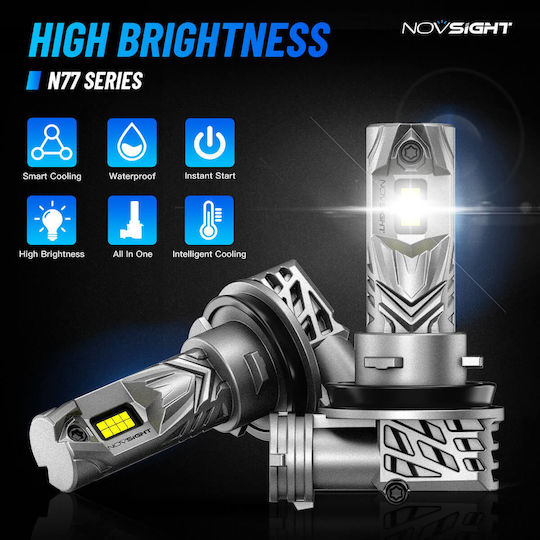 NovSight Λάμπες Αυτοκινήτου & Μοτοσυκλέτας H11 / H8 / H9 LED 6500K Ψυχρό Λευκό 12-24V 60W 2τμχ