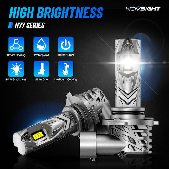 NovSight Λάμπες Αυτοκινήτου & Μοτοσυκλέτας HB4-9006 LED 6500K Ψυχρό Λευκό 12-24V 60W 2τμχ