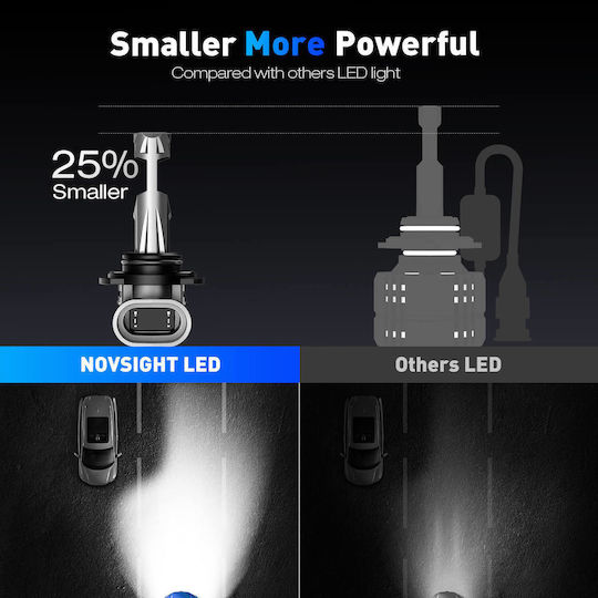 NovSight Лампи Автомобила & Мотоциклета HB3 LED 6500К Хладно бяло 12-24V 70W 2бр