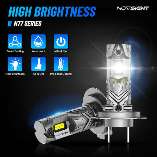 NovSight Лампи Автомобила & Мотоциклета H7 LED 6500К Хладно бяло 12-24V 60W 2бр