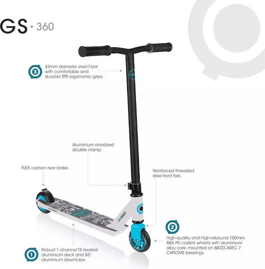 Globber Kids Scooter GS 360 2-Wheel Freestyle for 6+ Years Blue