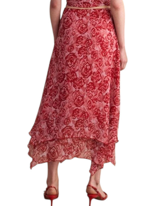 Attrattivo Midi Skirt Floral Red