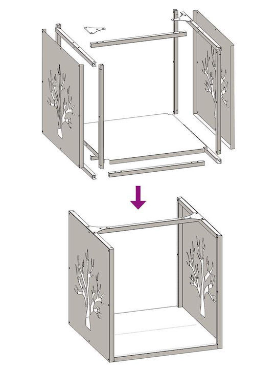 vidaXL Inox Ράφι Αποθήκευσης Ξύλων 40x40x40cm Ασημί