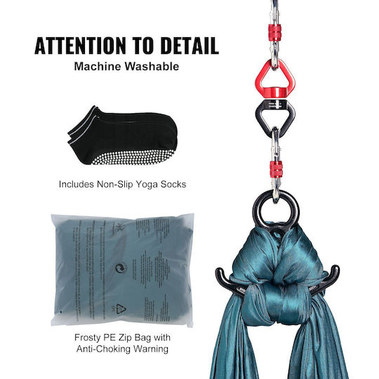 Vevor Aerial Silk & Yoga Swing 8.7 Yards Aerial Yoga Hammocks Kit 100gsm Nylon Fabric Full Rigging Hardware & Easy Set-up Guide Antigravity Flying All Levels Fitness Bodybuilding Green