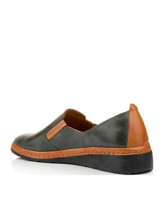 Ανατομικά Γυναικεία Slip-On Δερμάτινα Χακί