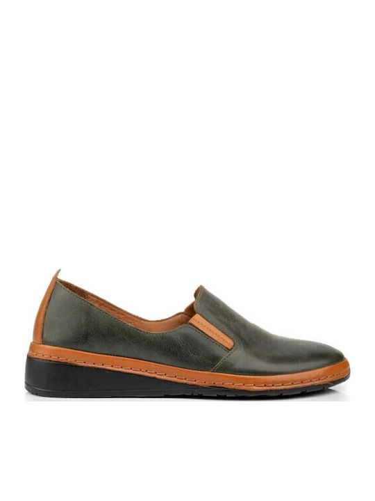 Ανατομικά Γυναικεία Slip-On Δερμάτινα Χακί