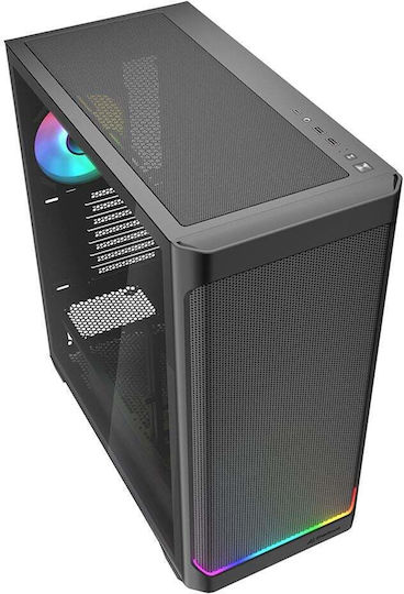 Sharkoon AK4W RGB Strip Gaming Midi Tower Κουτί Υπολογιστή με Πλαϊνό Παράθυρο Μαύρο