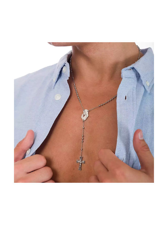 Oxzen Men's Cross with the Crucified from Steel with Chain