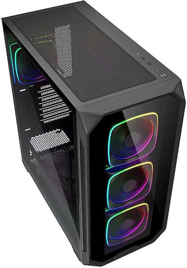 Sharkoon AK5G RGB Gaming Midi Tower Computer Case with Side Window Black