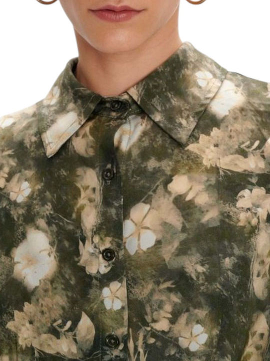 Αμάνικο Γυναικείο Σατέν Πουκάμισο Multicolor Floral