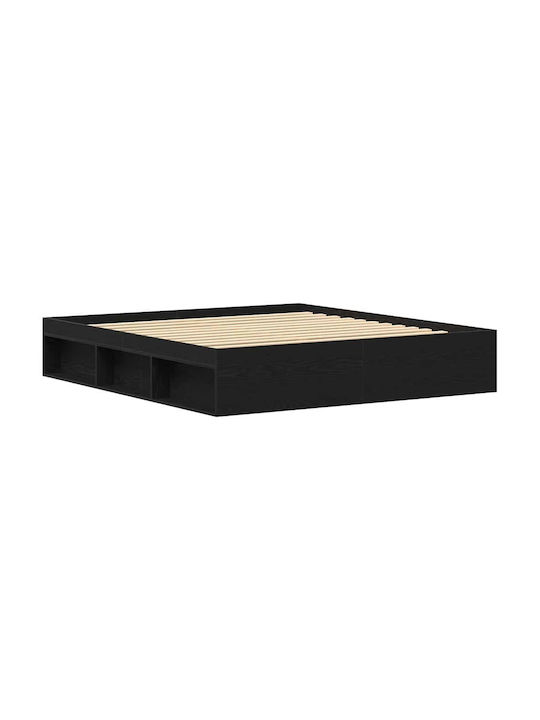 Vidaxl Bettgestell ohne Matratze Schwarze Eiche 200x200cm Holzwerkstoff 1 Stück Doppel Braun