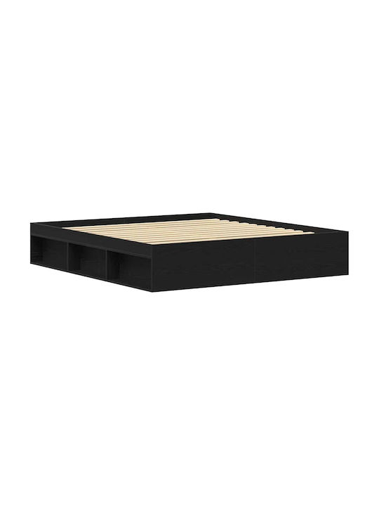 Vidaxl Bettgestell ohne Matratze Schwarze Eiche 200x200cm Holzwerkstoff 1 Stück Doppel Braun