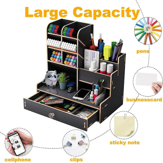 Lemnos Organizator de birou Konamo în Culoare Negru 25x5x15cm