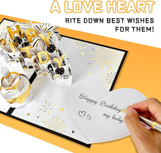 Osomepop Heijin2.0 Pop Up Greeting Card Birthday with Music in Black Color