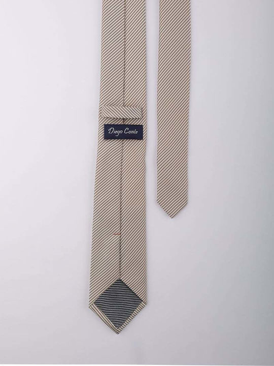 Diego Conte Ανδρική Γραβάτα με Σχέδια BEIGE WHITE