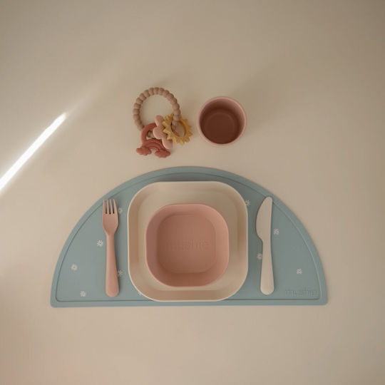Mushie Σετ Βρεφικά Μαχαιροπίρουνα Cutlery από Σιλικόνη Γαλάζια 3τμχ