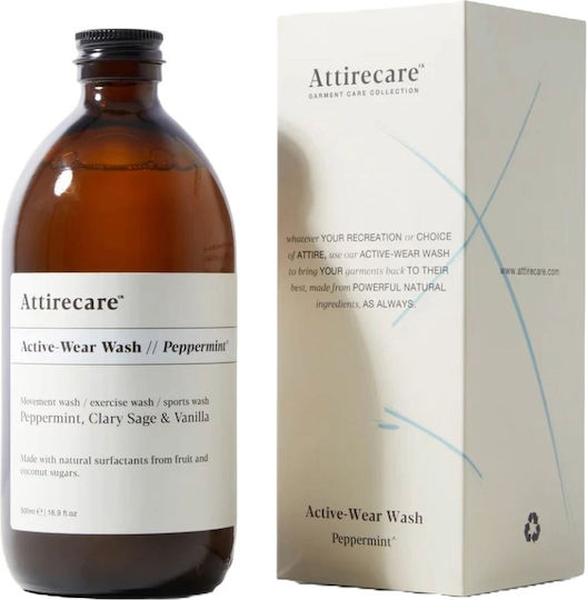 Attirecare Active Wear Wash Peppermint Flüssig Waschmittel für Empfindlich & Farbige Kleidung 500ml 1cm
