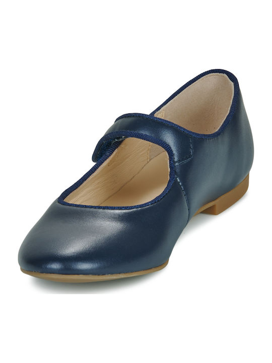 Παιδικές Μπαλαρίνες mit Bügel- und Schleifenverschluss Leder Blau