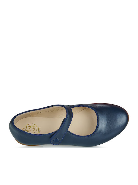 Παιδικές Μπαλαρίνες mit Bügel- und Schleifenverschluss Leder Blau