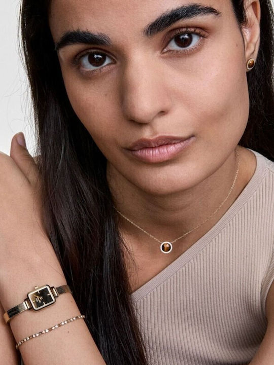 Daniel Wellington Quadro Womens Watch 18.2mm Battery With Gold Metal Bracelet