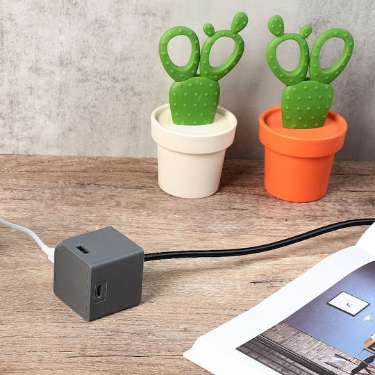 Allocacoc Charging Stand with 4 USB-A Ports and Cable USB-C 65W Power Delivery in Gray color (DH1254GY/EUPD65)