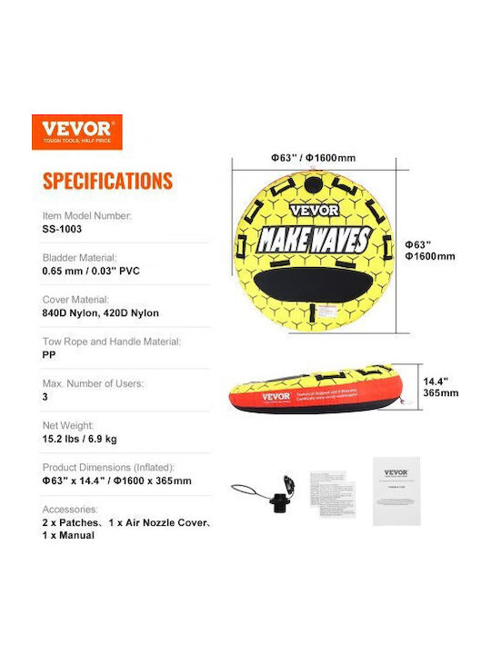 Vevor Inflatable Mattress for the Sea with Handles Light Blue 160.02cm. CQTLPDYX3R000A9FSV0