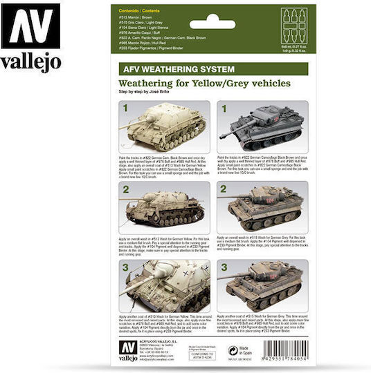 AFV Система за състаряване Vallejo 6x8ml+1 Комплект за състаряване на въздухоплавателни средства Yel