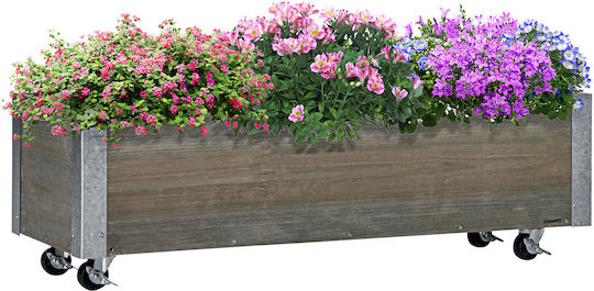 Outsunny Planter Box Lemn Gri 96x30.6x30cm.
