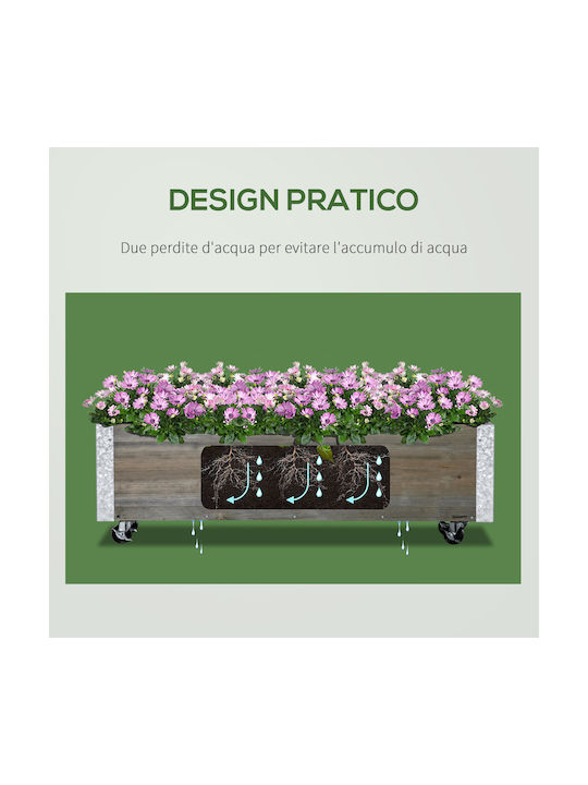 Outsunny Planter Box Wooden Grey 96x30.6x30cm.