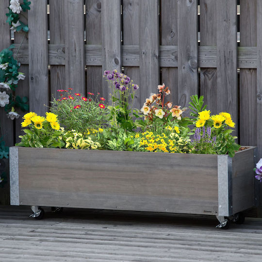 Outsunny Planter Box Lemn Gri 96x30.6x30cm.