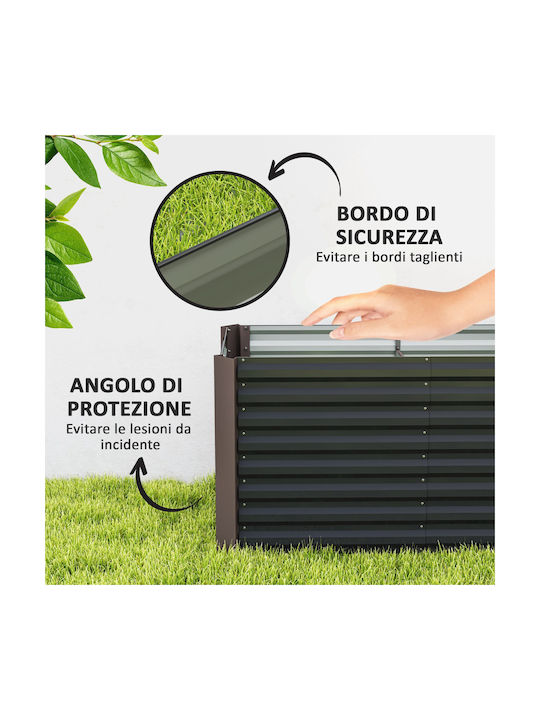 Outsunny Set 2 Planters Metal Dark Grey