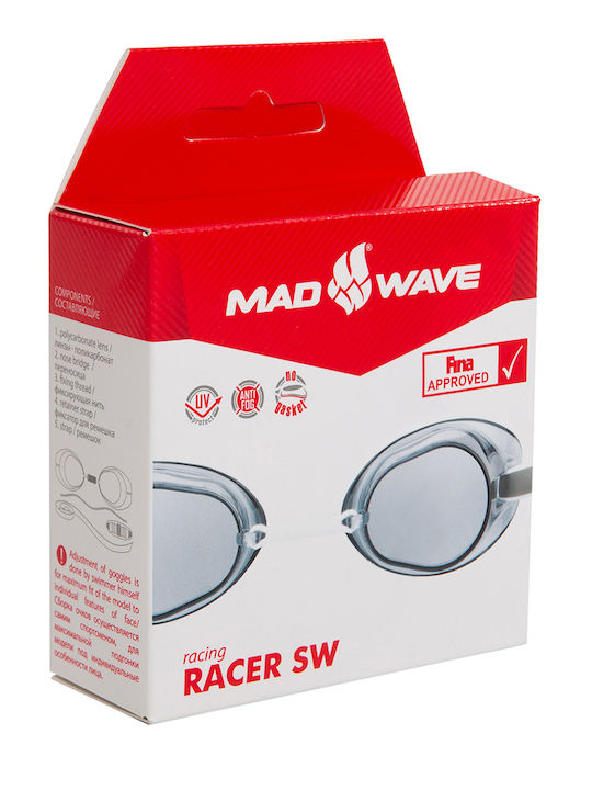 Mad Wave Racer SW Swimming Goggles Adults with Anti-fog Lenses Gray