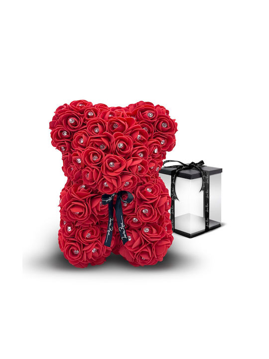Teddybär Künstliche Rosen mit Strass Geschenkbox 25cm 98197 Rot