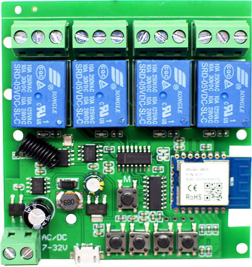 Smart Smart Switch Wi-Fi, Bluetooth & RF 10A με Τηλεχειριστήριο