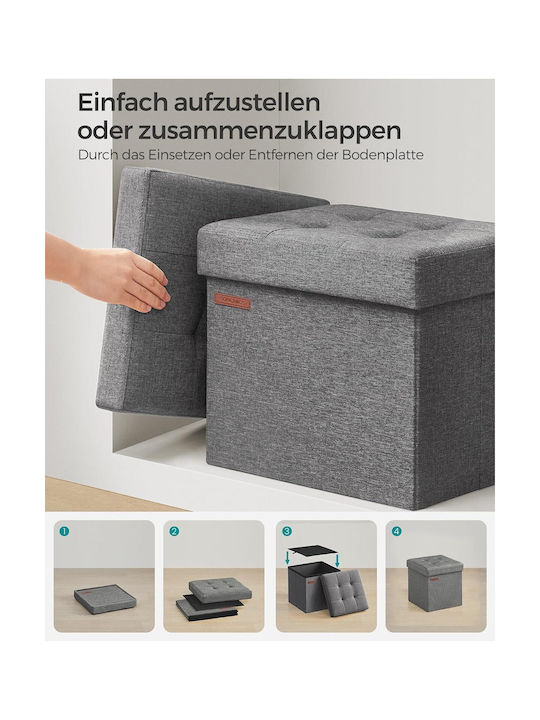 Stool Footstool With Storage Space Upholstered with Fabric Dark Grey 30x30x30cm