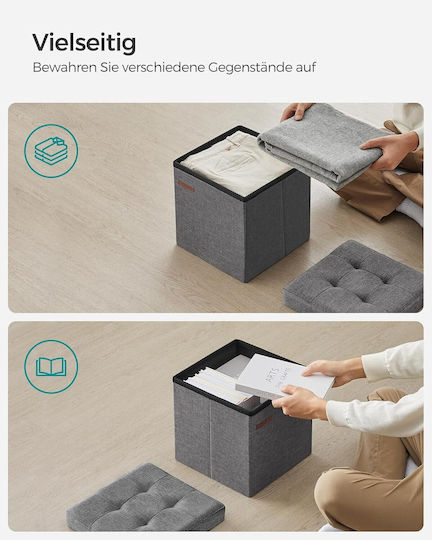Hocker Fußhocker Mit Stauraum Gepolstert mit Stoff Dark Grey 30x30x30cm