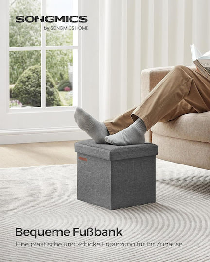Hocker Fußhocker Mit Stauraum Gepolstert mit Stoff Dark Grey 30x30x30cm