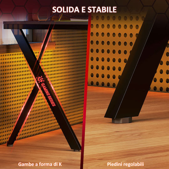 Γραφείο Gaming με LED & USB θύρες 120x60x75εκ. Μαύρο